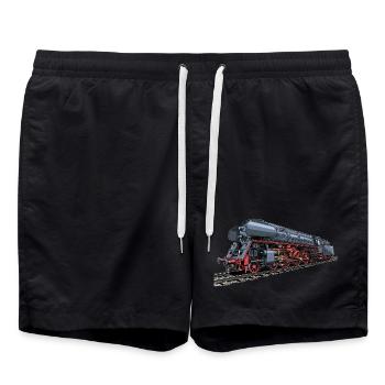 Steam locomotive in retro look 01 519 - Swim Trunks - black - Front - AI Model Male 185 light (185cm)