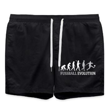 Fußball Evolution – Vom Affen zum Kicker - Badeshorts - Schwarz - Vorne - AI Model Male 185 light (185cm)