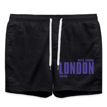 London Bold Typo Purple - Badeshorts - Schwarz - Vorne - AI Model Male 185 light (185cm)
