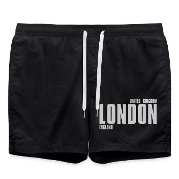 Graphismes de polices LONDON en niveaux de gris - Short de bain - noir - Devant - AI Model Male 185 light (185cm)