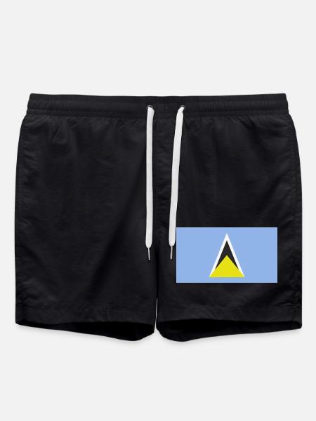 Saint Lucia Caribbean flag - Swim Trunks - black