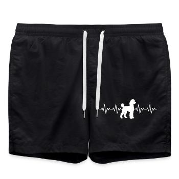 Pudel EKG Herzschlag - Badeshorts - Schwarz - Vorne - AI Model Male 185 light (185cm)