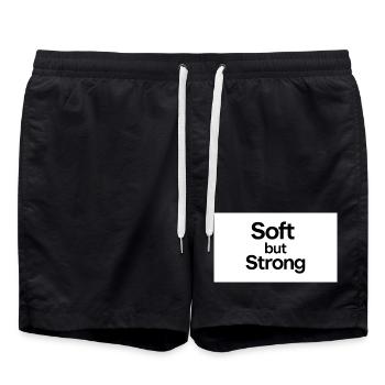 minimalist_typography_t-shirt_design-_black_tex - Swim Trunks - black - Front - AI Model Male 185 light (185cm)