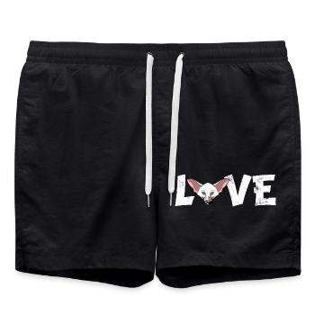 Silhouette d’amour de chat oriental à poil court - Short de bain - noir - Devant - AI Model Male 185 light (185cm)
