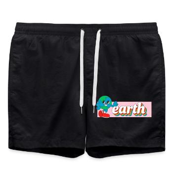 Tirage de t-shirt animé rétro Earth Joy - Short de bain - noir - Devant - AI Model Male 185 light (185cm)