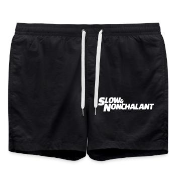Slow & Nonchalant Typo Tea - Swim Trunks - black - Front - AI Model Male 185 light (185cm)