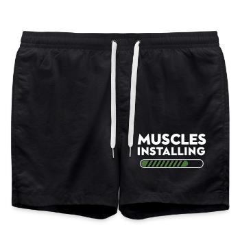 Muscles Installing Progress Graphic - Swim Trunks - black - Front - AI Model Male 185 light (185cm)