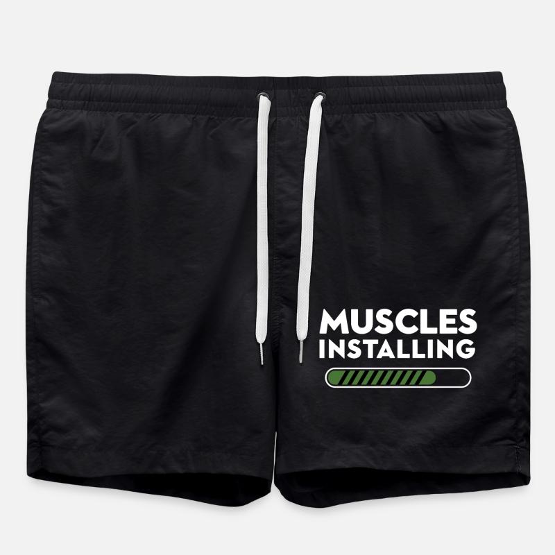 Muscles Installing Progress Graphic - Swim Trunks - black