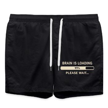 Brain Loading – Please Wait - Swim Trunks - black - Front - AI Model Male 185 light (185cm)