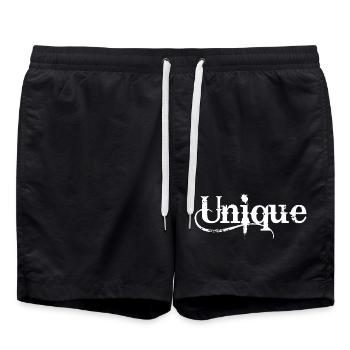 unique unique unique self-worth unique - Swim Trunks - black - Front - AI Model Male 185 light (185cm)