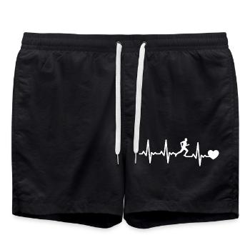 Laufendes Herz Rhythmusdesign - Badeshorts - Schwarz - Vorne - AI Model Male 185 light (185cm)