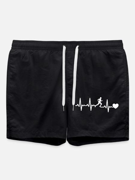 Laufendes Herz Rhythmusdesign - Badeshorts - Schwarz