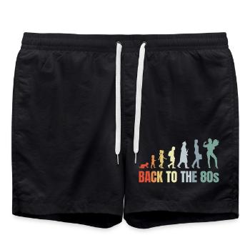 80er Jahre Mädchen Kind bis Erwachsener - Badeshorts - Schwarz - Vorne - AI Model Male 185 light (185cm)