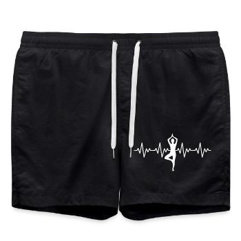 Yoga ECG Heartbeat - Swim Trunks - black - Front - AI Model Male 185 light (185cm)