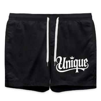 unique unique unique self-worth unique - Swim Trunks - black - Front - AI Model Male 185 light (185cm)