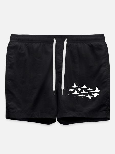 Manta Ray, Devil Ray, Stingray, Diver - Swim Trunks - black