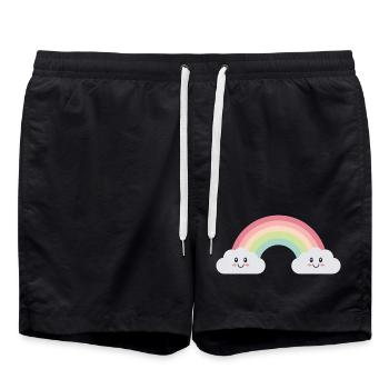 Rainbow clouds - Swim Trunks - black - Front - AI Model Male 185 light (185cm)