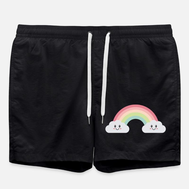 Rainbow clouds - Swim Trunks - black