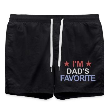 Favorite child I'm dad's favorite dad's darling dad's darling - Swim Trunks - black - Front - AI Model Male 185 light (185cm)
