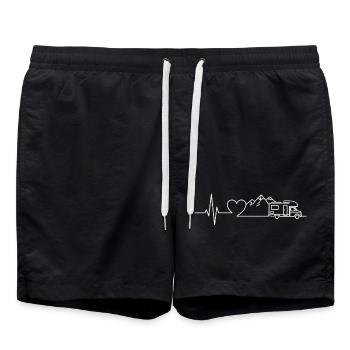 Camping Heartbeat Caravan – Line Art Design - Swim Trunks - black - Front - AI Model Male 185 light (185cm)