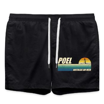 Baltic Sea POEL NOSTALGIA BY THE SEA Retro Funny - Swim Trunks - black - Front - AI Model Male 185 light (185cm)