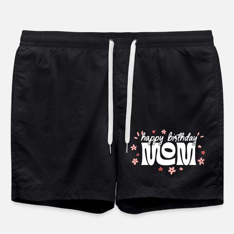 Maman d’anniversaire Création de fleurs, Joyeux anniversaire Maman - Short de bain - noir