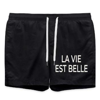 La Vie Est Belle – Französischer Chic - Badeshorts - Schwarz - Vorne - AI Model Male 185 light (185cm)