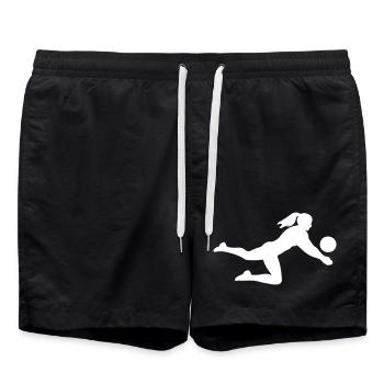 Volleyballerin Silhouette - Badeshorts - Schwarz - Vorne - AI Model Male 185 light (185cm)