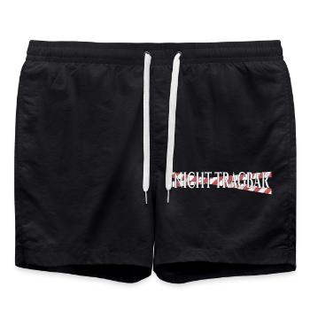 Unwearable – Black Humor Statement Design - Swim Trunks - black - Front - AI Model Male 185 light (185cm)