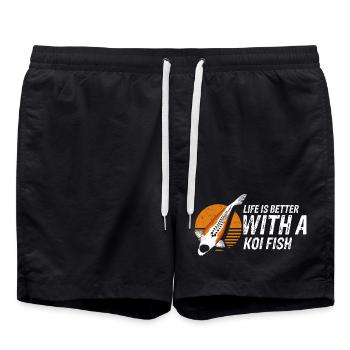 La vie est meilleure avec un étang positif pour les poissons koi - Short de bain - noir - Devant - AI Model Male 185 light (185cm)