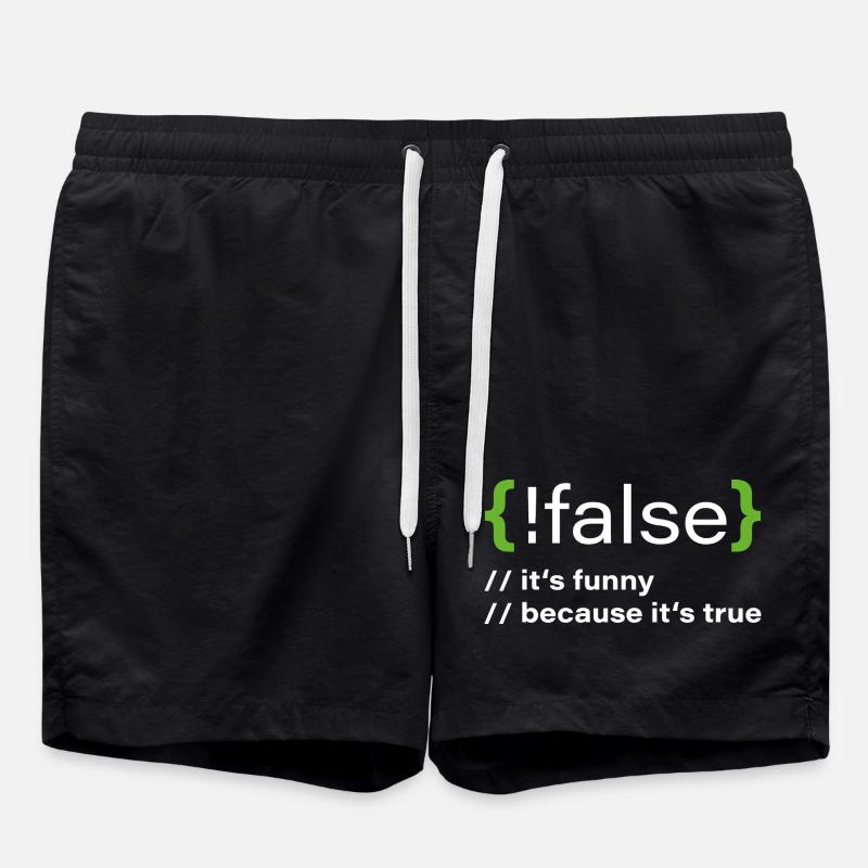 false – Lustiger Programmierer Spruch - Badeshorts - Schwarz