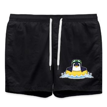 Pinguin Schwimmen Schwimmring Sommer - Badeshorts - Schwarz - Vorne - AI Model Male 185 light (185cm)