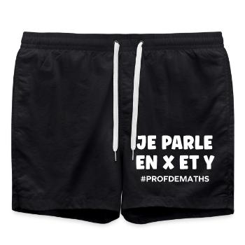 I speak in x and y math teacher - Swim Trunks - black - Front - AI Model Male 185 light (185cm)