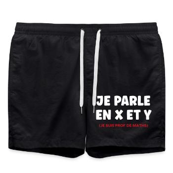 Je Parle en X et Y — Prof de Maths - Short de bain - noir - Devant - AI Model Male 185 light (185cm)