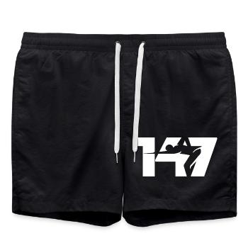 147 Snooker-Ikone (Weiß) - Badeshorts - Schwarz - Vorne - AI Model Male 185 light (185cm)