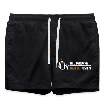 Blutgruppe Kaffee positiv - da steigt dein Puls - Badeshorts - Schwarz - Vorne - AI Model Male 185 light (185cm)
