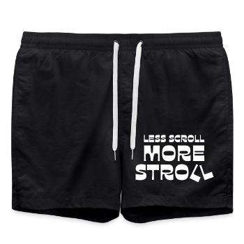 Less Scroll More Stroll - Swim Trunks - black - Front - AI Model Male 185 light (185cm)
