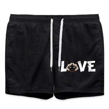 Illustration de race drôle de chat Birman Love - Short de bain - noir - Devant - AI Model Male 185 light (185cm)