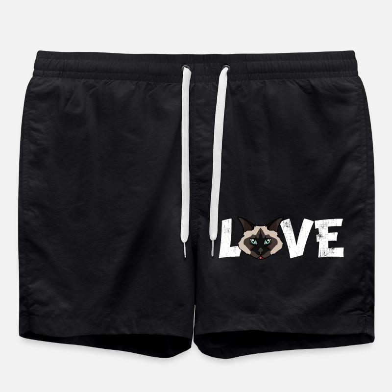 Birman-Katzen-Liebe lustige Rasse-Illustration - Badeshorts - Schwarz