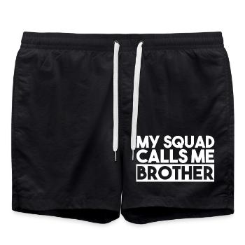 Mein Team nennt mich Bruder, Bruderschaft, Familie, Bruder - Badeshorts - Schwarz - Vorne - AI Model Male 185 light (185cm)