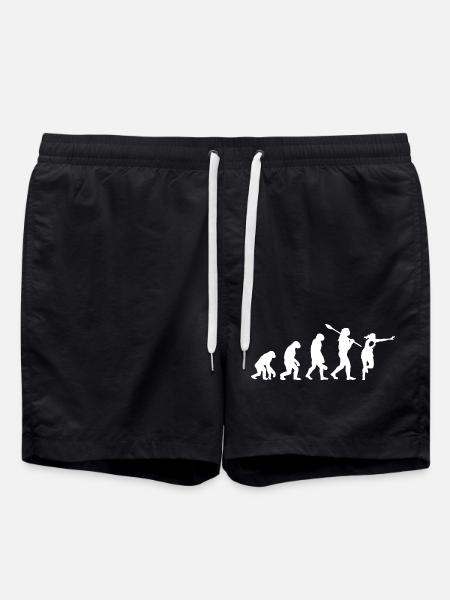 Evolution Of Man Rugby Player Silhouette - Swim Trunks - black