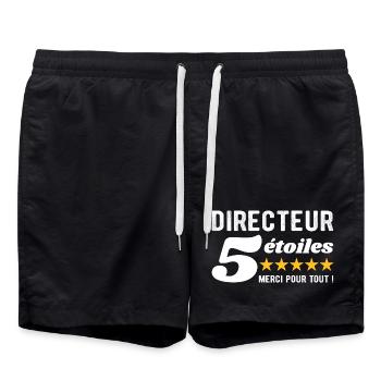 Cadeau Directeur 5 Étoiles - Merci pour tout  - Short de bain - noir - Devant - AI Model Male 185 light (185cm)