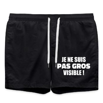 Humour : Je ne suis pas gros, je suis visible ! - Short de bain - noir - Devant - AI Model Male 185 light (185cm)