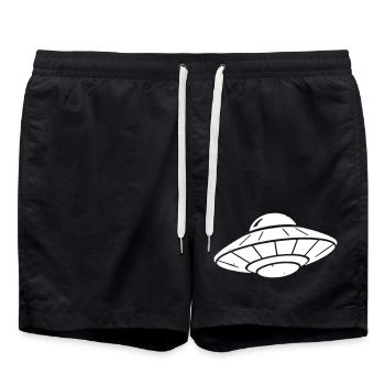 Vecteur Grunge Vintage du Vaisseau Spatial OVNI - Short de bain - noir - Devant - AI Model Male 185 light (185cm)