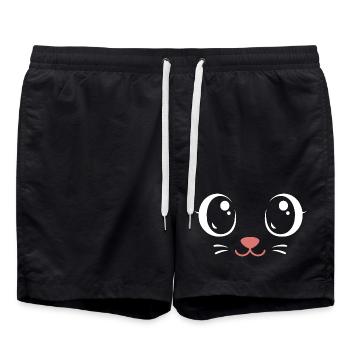 Karnevals Mieze | Big Face Kostüm Verkleidung - Badeshorts - Schwarz - Vorne - AI Model Male 185 light (185cm)