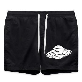 UFO Raumschiff Grunge Vintage Vektor - Badeshorts - Schwarz - Vorne - AI Model Male 185 light (185cm)