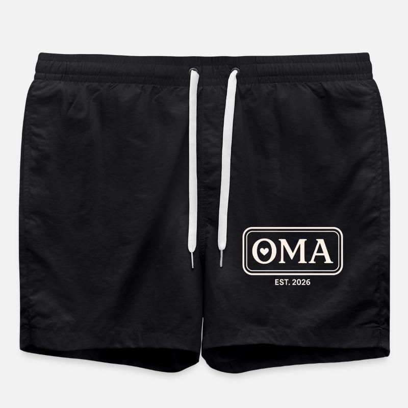 OMA EST. 2026 Stolze Großmutter Ankündigung - Badeshorts - Schwarz