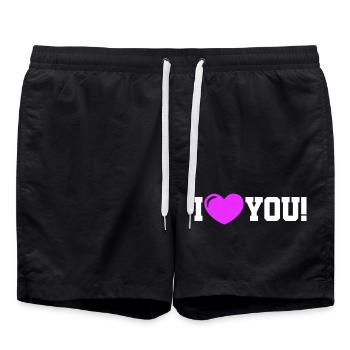 I love you - Ich Liebe Dich - Badeshorts - Schwarz - Vorne - AI Model Male 185 light (185cm)
