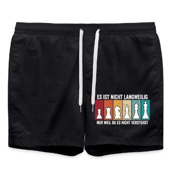 Pièces rétro d’échecs – Design vintage d’échecs - Short de bain - noir - Devant - AI Model Male 185 light (185cm)