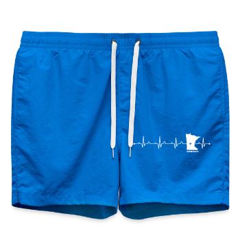 Minnesota State Heartbeat EKG USA Roots Map - Swim Trunks - cobalt blue - Front